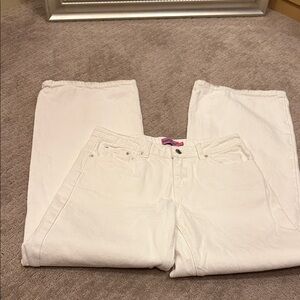 Edikted White Women’s Jeans - Low Waisted Classic wide leg Fit